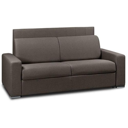 Canap Lit Canapexpress Lattes 160cm Matelas Mmory 22cm Tte De Lit Intgre Polyurthane Marron