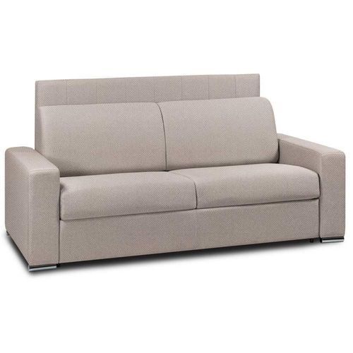 Canap Lit Canapexpress Lattes 160cm Matelas Mmory 22cm Tte De Lit Intgre Velours Beige