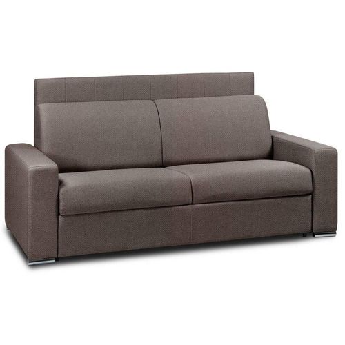 Canap Lit Canapexpress Lattes 160cm Matelas Mmory 22cm Tte De Lit Intgre Velours Marron Fonce