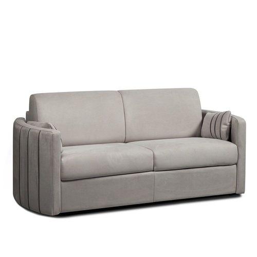 Canap Lit Express Capri Couchage 140 Cm Sommier Lattes Matelas 16 Cm Accoudoirs Styliss Velours Gris Clair