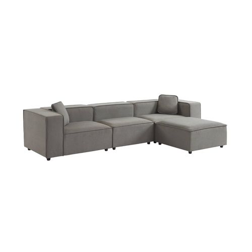 Canap Modulable Tissu Gris 3-4 Places Dperlant 2 Corners 1 Assise 1 Pouf