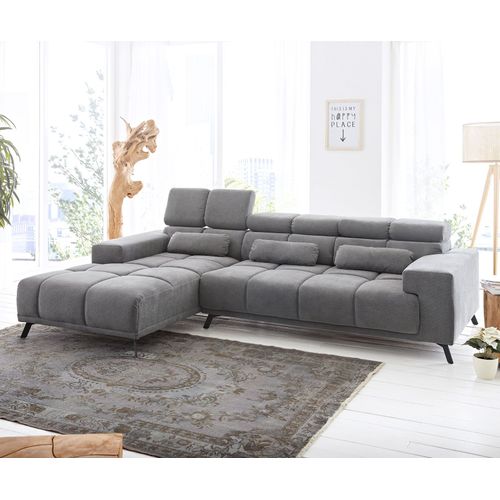 Canap Ordino Microfibre Gris 285x200 Ottomane Gauche Fonction Relax Canap D'angle