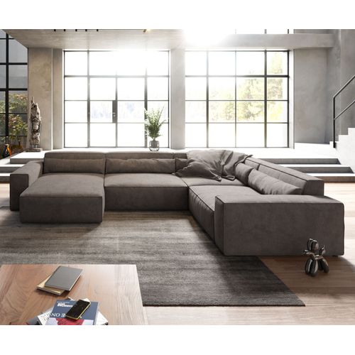 Canap-Panoramique Sirpio Xl Microfibre Marron Kaki 360x260 Cm Recamire Variable
