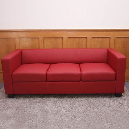 Canap / Sofa Lille, 3 Places, 191x75x70cm   Simili-Cuir, Rouge