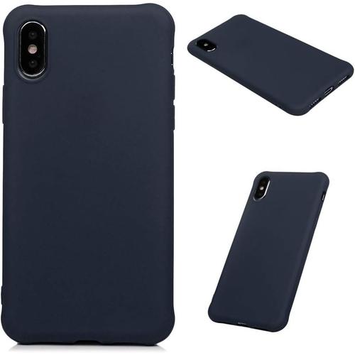 Candy Coque Pour Iphone X/Xs, Coque En Silicone Ultra Fine, Antidrapante, Antichoc, Fine En Caoutchouc Pour Iphone X/Xs, Srie De Couleurs Bonbons En Bleu Fonc