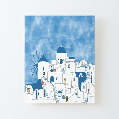 Canevas Imprimer le Grecque Grce Oia Bleu Blanc Illustration Sans Cadre 40x50cm Diy Installer