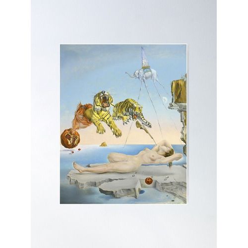 Canevas Imprimer Rve Provoqu Par Le Vol D'une Abeille Autour D'une Grenade Une Seconde Avant Son Rveil Par Salvador Dali Impression Sur Toile Diy Installer/ 40x50cm Ou 40x40cm