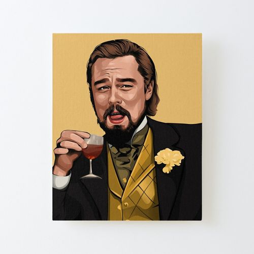 Canevas Imprimer Rire Leo Meme Emblmatique De Django Unchained Impression Sur Toile Roule Tableau Art Dcoration Murale / Sans Cadre 40x50cm