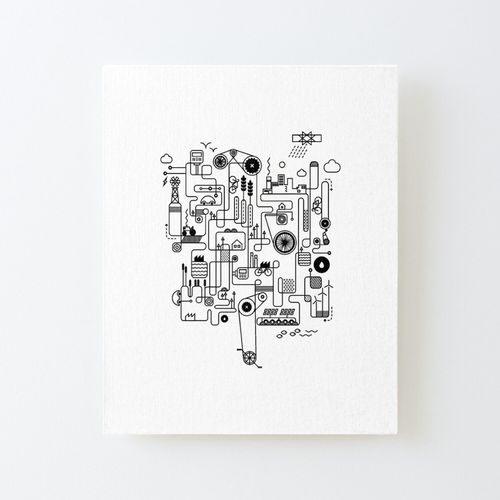 Canevas Imprimer Rube Goldberg Machine Engineering Blueprint Black Impression Sur Toile Roule Tableau Art Dcoration Murale / Sans Cadre 40x50cm