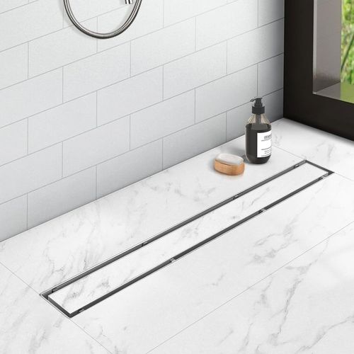 Caniveau de douche en nickel pour salle de bain : Caniveau de douche linaire en acier inoxydable de 24 pouces  Caniveau de douche 2 en 1 avec grille d'insertion pour carrelage  Caniveau lina