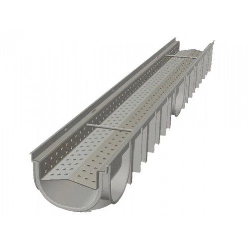 Caniveau Pe-Pp Gris Avec Grille Acier Galvanis Perfore - Aco Stone Aco