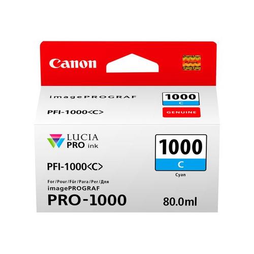 Canon Pfi-1000 C - 80 Ml - Cyan - Originale - Rservoir D'encre - Pour Imageprograf Pro-1000