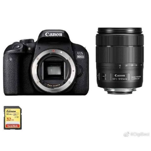 CANON EOS 800D reflex 24.2 mpix + objectif KIT EF-S 18-135mm F3.5-5.6 IS STM + 32GB SD card