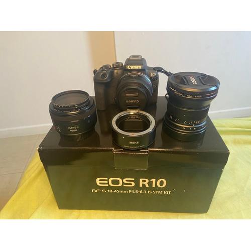 Canon EOS R10 24.2 Mpix + Objectif 50mm 1.8 EF + Objectif 18-45 + Objectif TTArtisan 12mm 2.8 - Noir