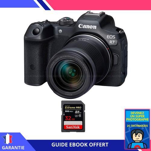 Canon EOS R7 + RF-S 18-150mm STM + 1 SanDisk 32GB Extreme PRO UHS-II SDXC 300 MB/s + Ebook 'Devenez Un Super Photographe' - Hybride Canon