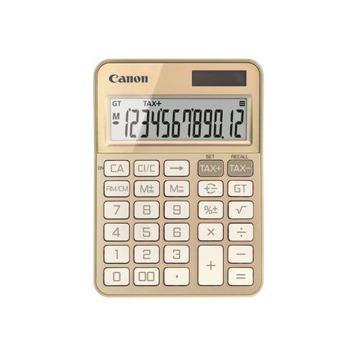 Canon Ks-125kb - Calculatrice De Bureau - 12 Chiffres - Panneau Solaire, Pile - Or
