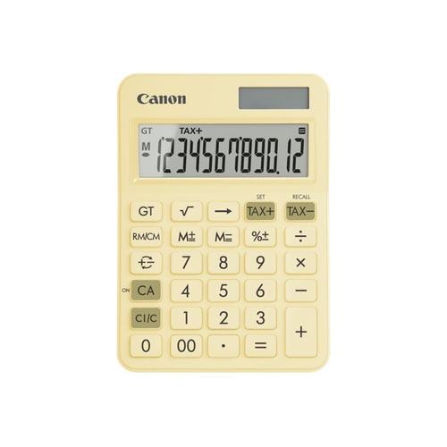 Canon Ls-125kb - Calculatrice De Bureau - 12 Chiffres - Panneau Solaire, Pile - Jaune Pastel