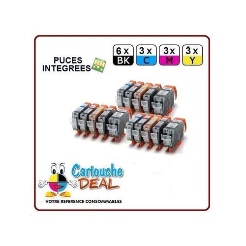 Canon Pgi-5 Cli-8 : Lot 15 Cartouches Compatible Pour Pixma Mp500 Mp530 Mp600 Mp610 Mp800 Mp800r Mp810 Mp830 Mp970 Mx850