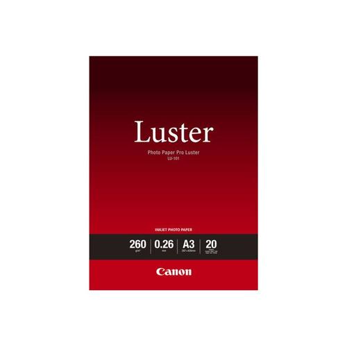 Canon Photo Paper Pro Luster Lu-101 - Papier Photo Lustr - 260 Micromtres A3 (297 X 420 Mm) - 260 G/M - 20 Feuille(S) - Pour Pixma Pro-1, Pro-10, Pro-100