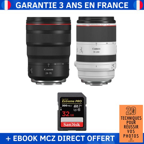 Canon RF 24-70mm f/2,8L IS USM + Canon RF 70-200mm f/2,8L IS USM + 1 SanDisk 32GB Extreme PRO UHS-II SDXC 300 MB/s + Ebook '20 Techniques pour Russir vos Photos' - Objectif Canon RF