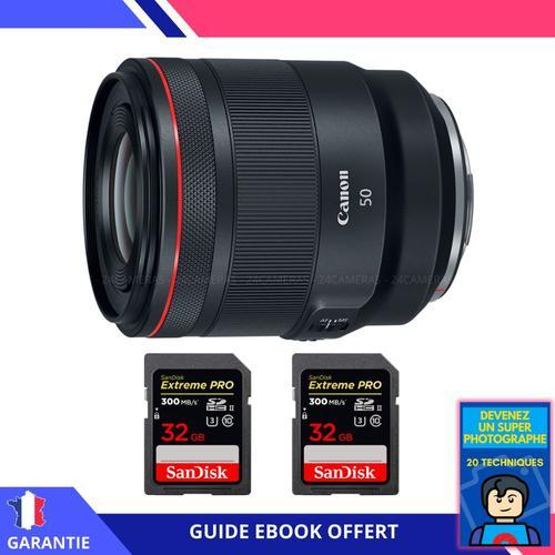 Canon RF 50mm f/1.2L USM + 2 SanDisk 32GB Extreme PRO UHS-II 300 MB/s + Ebook 'Devenez Un Super Photographe'