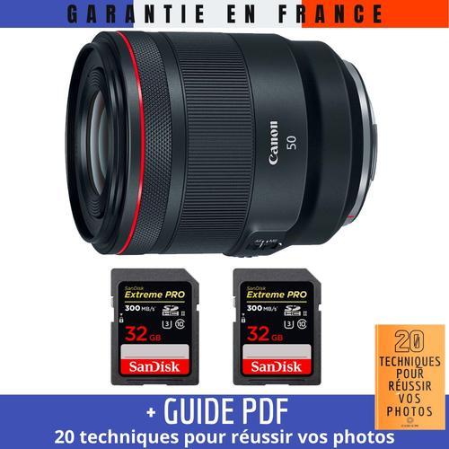 Canon RF 50mm f/1.2L USM + 2 SanDisk 32GB Extreme PRO UHS-II 300 MB/s + Guide PDF '20 TECHNIQUES POUR RUSSIR VOS PHOTOS'