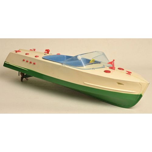 Canot De Vitesse Probablement lectrique En Plastique Crme Et Vert, L. 47 Cm