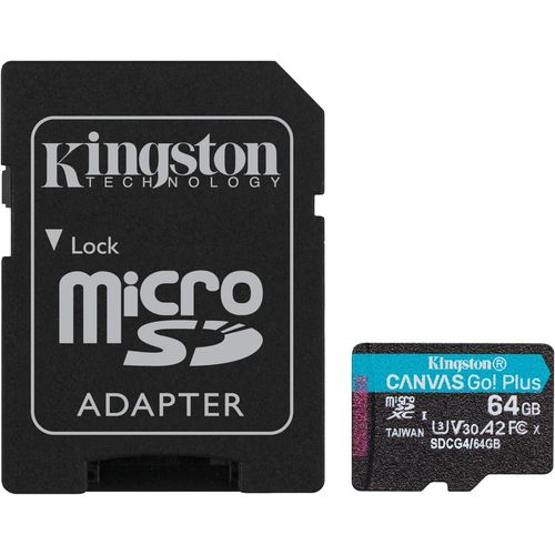 Canvas Go Plus microSDXC Memory Card Gen4 200MB/s A2 U3 V30 64GB Card - Adapter-SDCG4/64GB