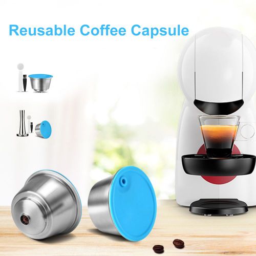 Capsules Rutilisables En Silicone, Rechargeable, Mtal, Acier Inoxydable, Couvercle, Dolci Gusto, Machine  Caf, Cuillre  Caf Avec Clip