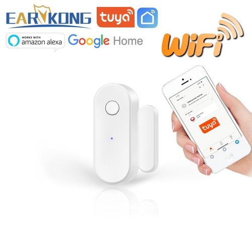 Capteur De Porte Wifi Intelligent,Dtecteur D'ouverture/Fermeture De Porte,Alarme Domestique,Compatible Avec L'application Alexa Google Home Tuya - Type Kind A1