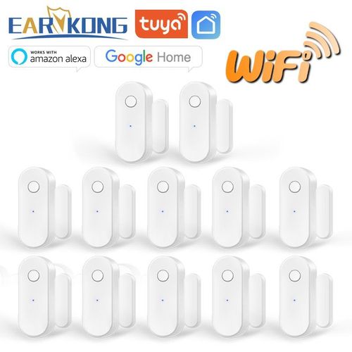 Capteur De Porte Wifi Intelligent,Dtecteur D'ouverture/Fermeture De Porte,Alarme Domestique,Compatible Avec L'application Alexa Google Home Tuya - Type Kind A12