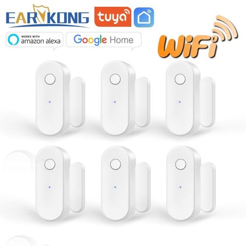Capteur De Porte Wifi Intelligent,Dtecteur D'ouverture/Fermeture De Porte,Alarme Domestique,Compatible Avec L'application Alexa Google Home Tuya - Type Kind A6