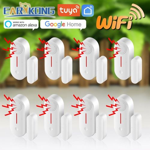 Capteur De Porte Wifi Intelligent,Dtecteur D'ouverture/Fermeture De Porte,Alarme Domestique,Compatible Avec L'application Alexa Google Home Tuya - Type Kind C8