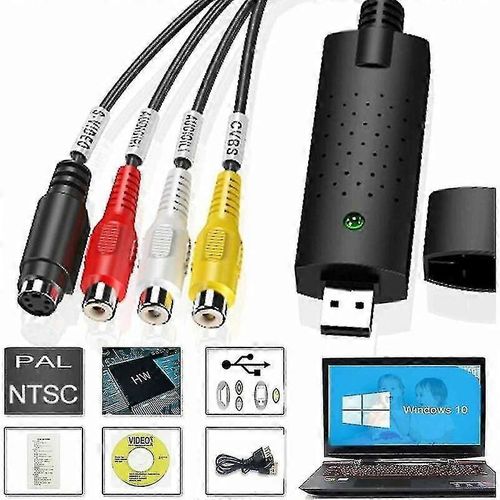 Capture vido Audio Vido USB 2.0 Convertisseur numrique VHS VCR Bote de capture vido Vhs C Hi8 Cassettes Enregistreur de transfert sur DVD Compatible avec Win 10 S Ar