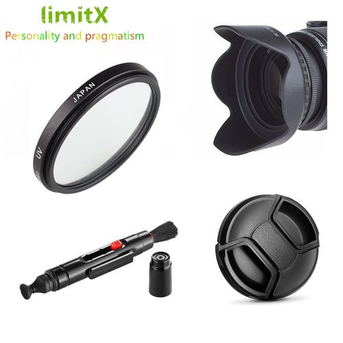 Capuchon De Pare-Soleil Avec Filtre Uv 52mm + Stylo De Nettoyage,Pour Nikon D3000 D3100 D3200 D3300 D5000 D5100 D5200 D5300 D5500 Af-S Dx 18-55mm - Type 52mm