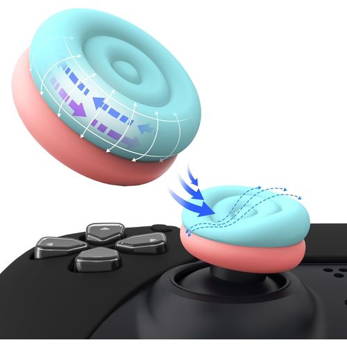 Capuchon Manette Pour Ps4/Ps5,Protection Joystick Pour Xbox Series X/S,Capuchon Joystick Pour Xbox One/Elite Series 2,Capuchon Stick Analogique Pour Switch Pro-Bleu Aquatique & Rose Corail