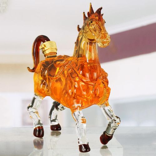 Carafe  Whisky En Forme De Cheval, Rcipient En Verre Borosilicat, Carafe  Whisky En Verre Faite  La Main, Convient Aux Contenants De Tequila, De Brandy, De Bourbon Et De Rhum