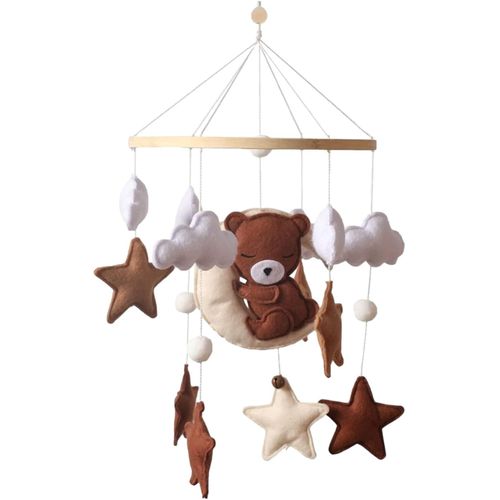 Carillon Mobile Pour Bb-Ours Miniature-lphant-Mobile-En Bois Avec Balles En Feutre-Pour Lit De Bb Garon Et Fille(#A)
