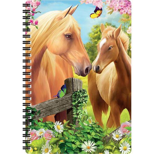 Carnet A5 - Verts Paturages de Deluxebase. Carnet 3D lenticulaire cheval 80 pages. Papeterie cole bureau illustrations sous licence artiste renomm Michael Searle bloc-note spirale