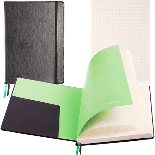 Carnet De Notes A4 96 Pages Rectangulaires - Notebook Compact En Similicuir Pour cole Ou Travail - Cahier De Note Professionnel Journal Ou Porte Documents - Noir