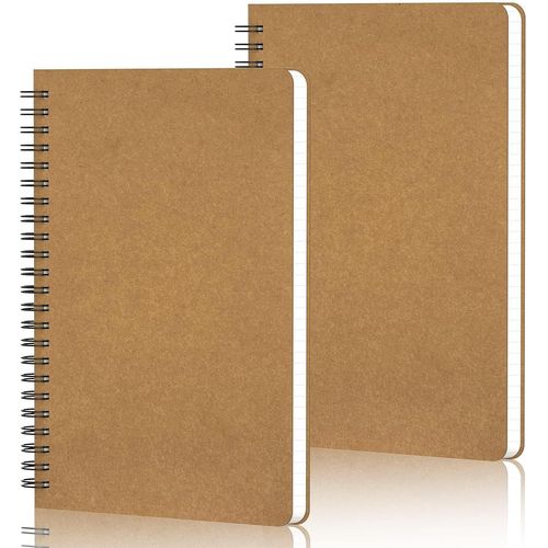 Carnet De Notes A5-2 Pices Cahier Spirale A5 Page Blanche - Carnet Dessin A5 Carnet De Croquis - Reliure Spirale Notebook Cahier Feuille Blanche - Blocs Notes En Couverture Kraft