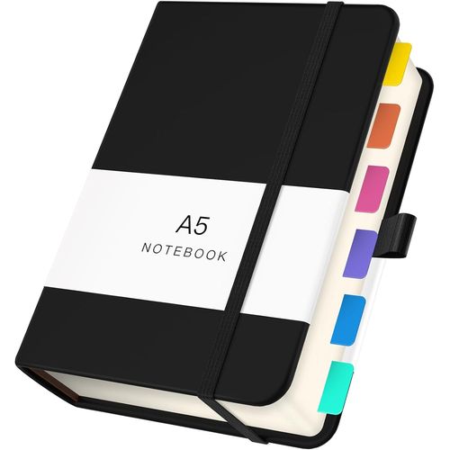 Carnet De Notes A5 - Cahier Feuille Banche 14x21cm - 100g / M Papier A5 Carnet Cuir Pu - 360 Pages Cahier De Note Page Blanche - Bloc Note Notebook Carnet De Voyage L'cole, Noir.[G328]