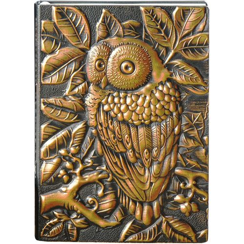 Carnet De Notes A5 Lign 200 Pages, Cahier De Voyage Cuir Vintage, Couverture Rigide, Beau Intime Avec Relief, Fait  La Main, Ancien, Notebook Cadeau Homme Femme Couple, 3d Hibou, Bronze