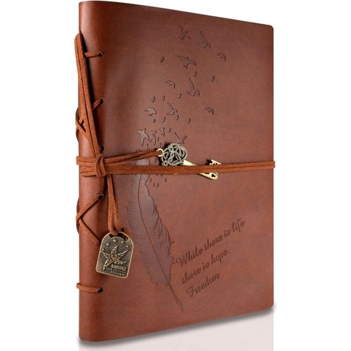 Carnet De Voyage A5, Intime, New Cuir Vintage Magique Key String Notebook Blank Agenda Jotter Cahier Corde Vintage Intimate Diary (Caf)
