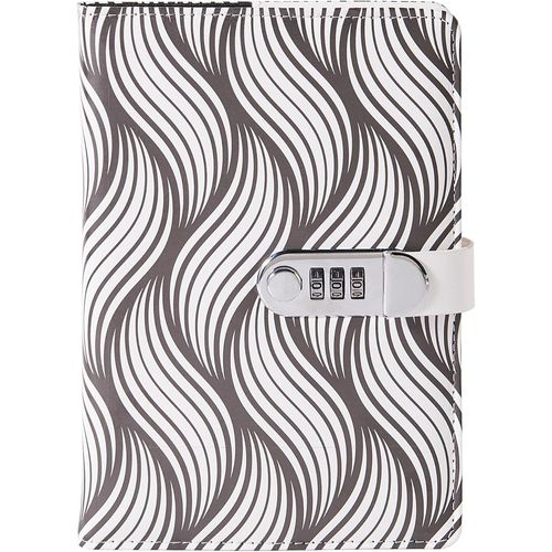 Carnet Secret, A5 Intime Avec Code, Rayures Noir Et Blanc Cahier Bloc-Notes, Magazine De Voyage Classique.[V83]