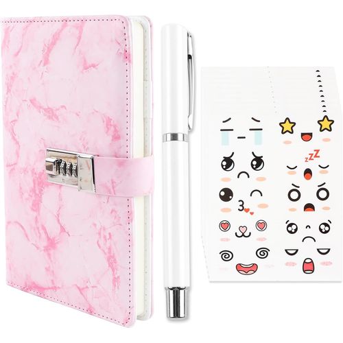 Carnet Secret Avec Code,Cahier Secret Pour Fille,Intime Avec Code,Intime Fille,Agenda Secret Fille,Avec Stylo  Bille En Mtal Et Autocollant,Carnet Secret A5 En Cuir Pu/21x15cm