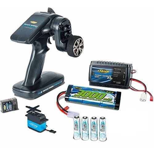 Carson 500707152 Reflex Pro 3 lectrique ? 2 Tlcommandes 4 Ghz Avec Batterie Et Servo, Compatible Avec Le Kit Tamiya Rc, Modlisme, Livr Dans Un Emballage cologique, Noir