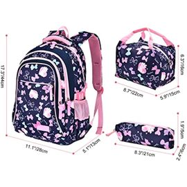Cartable Fille Primaire CP Enfant - Sac a Dos Ecole Scolaire CE2 Elementaire Ensemble de 3 