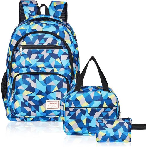 Cartable Fille Primaire Garcon Impermable Sac A Dos Enfant Fille Cp Ce2 Elementaire 3 En 1 Sac  Dos Poids Lger Avec Sacs  Lunch Et Trousse Pour Ce1 Cm1 Cm2 D'cole tudiants,Bleu