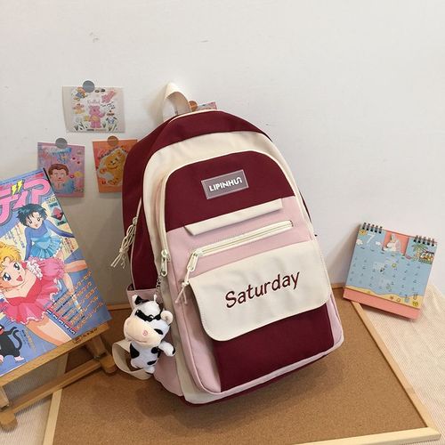 CARTABLE,red-No pendant--Sac ?? Dos Imperm?�able Pour Femmes Et Adolescentes, Sacoche D?�contract?�e 